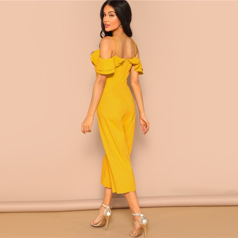 Women's Cold Shoulder Layered Jumpsuit