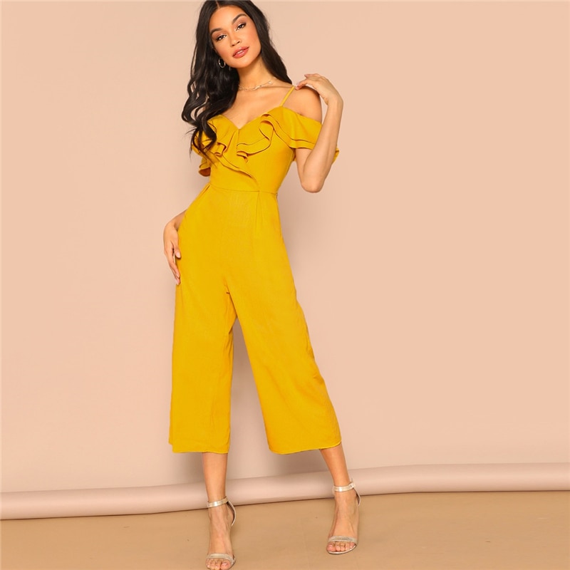 Women's Cold Shoulder Layered Jumpsuit