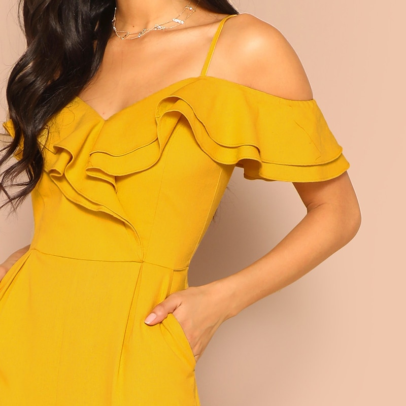 Women's Cold Shoulder Layered Jumpsuit