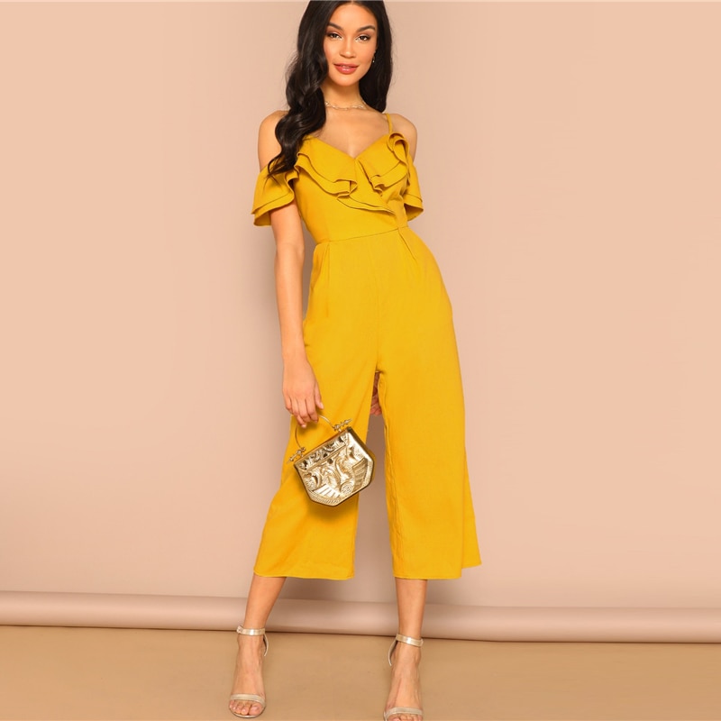 Women's Cold Shoulder Layered Jumpsuit