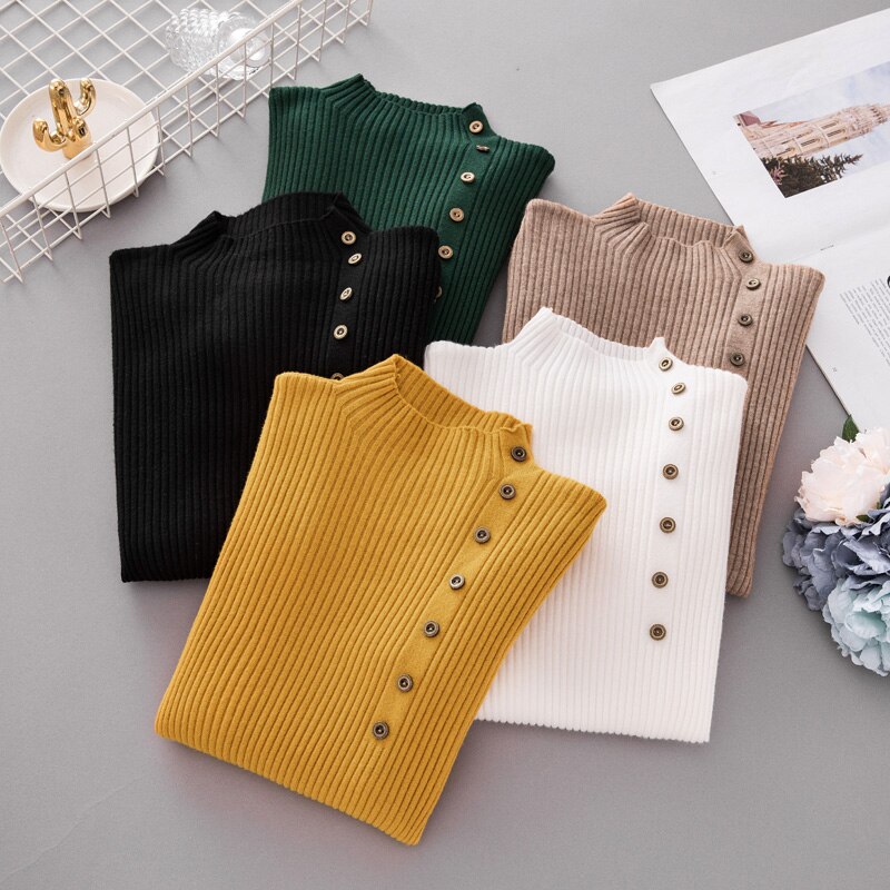 Women's Button Patterned Knitted Sweater