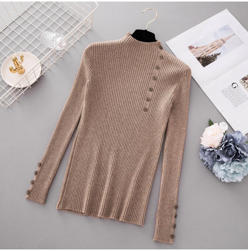 Women's Button Patterned Knitted Sweater