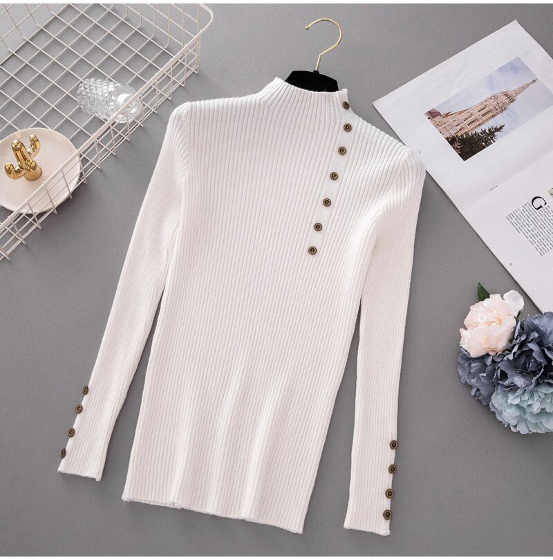 Women's Button Patterned Knitted Sweater