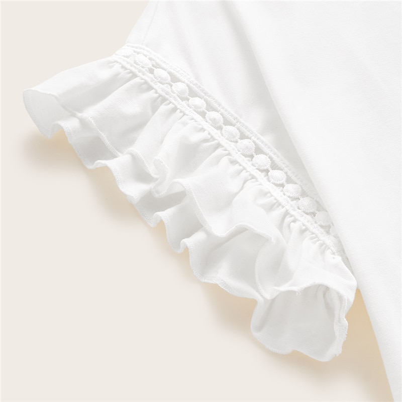 Women's Ruffle Trim Laced Summer T-Shirt