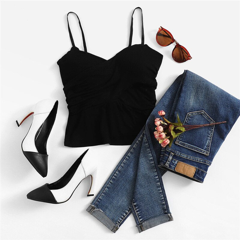 Women's Sexy Style Black Cami Top